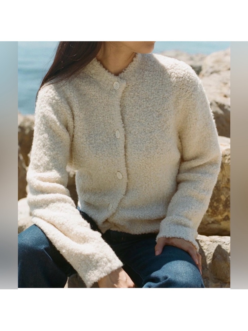 jeana sohn cardigan Bobo boucle wool blend sweater button down